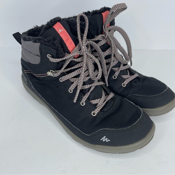 Quechua Decathlon Womens Size 7 Waterproof Hiking Boots SH100 Warm Mid W Black - Picture 2 of 9